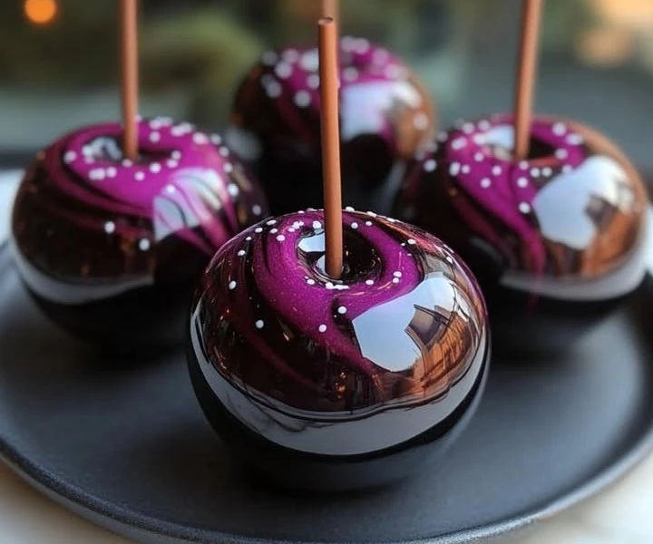 Black Poison Swirl Candy Apples